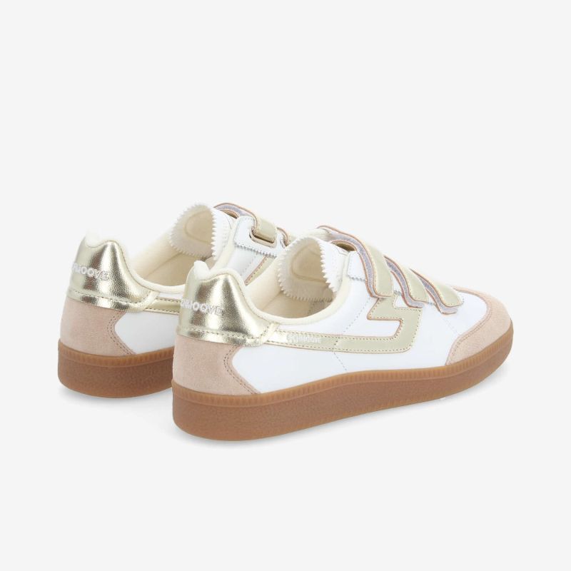 SHEFFIELD STRAPS W - NAPPA/SDE/METAL - BLANC/BEIGE/OR